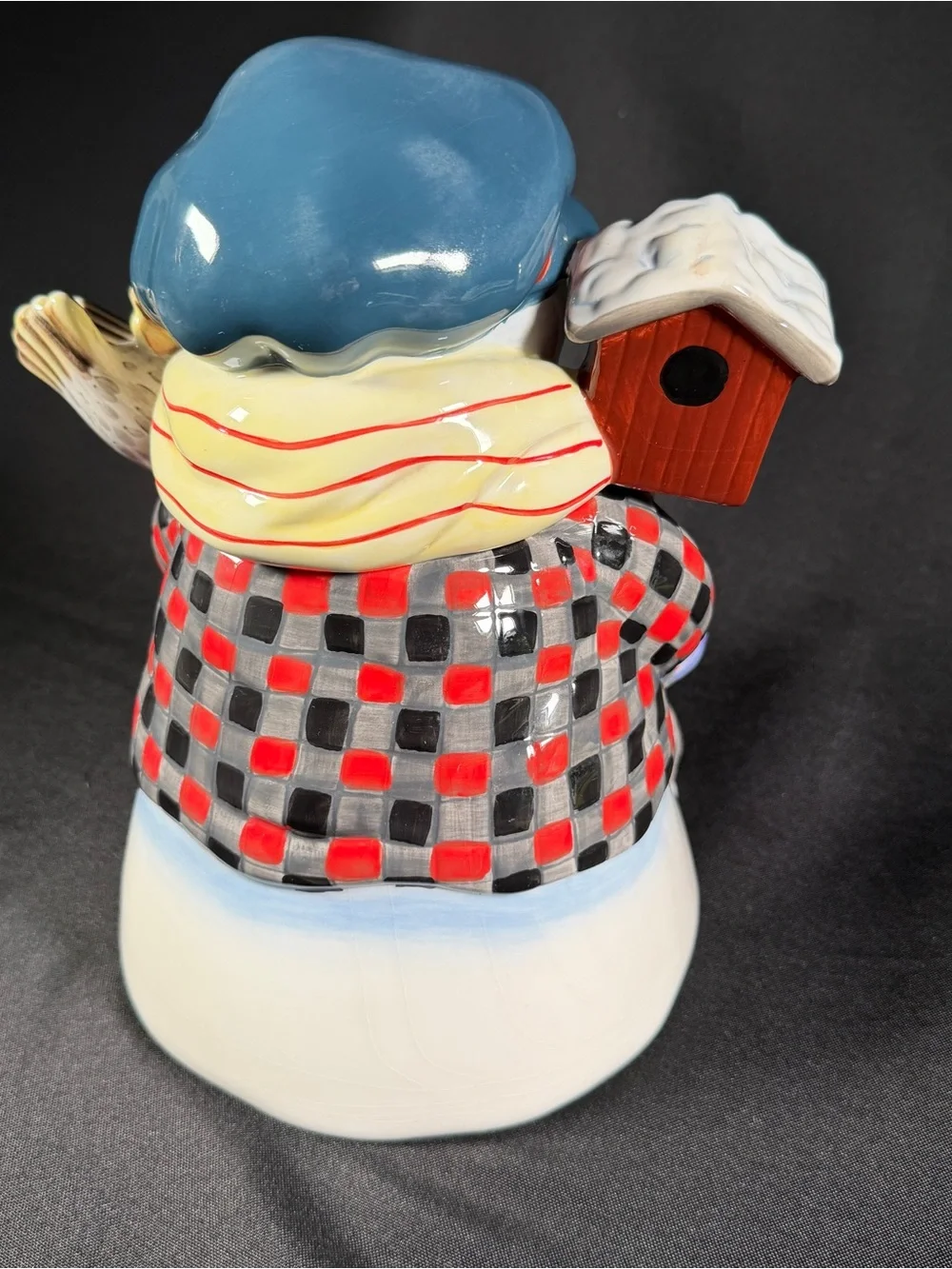 Hand-Painted Ceramic Snowman Cookie Jar Gibson Woodland Friends